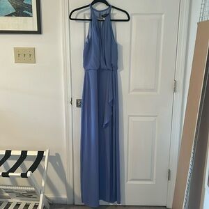 Floor length BCBGMAXAZRIA dress with Platino metal neck.